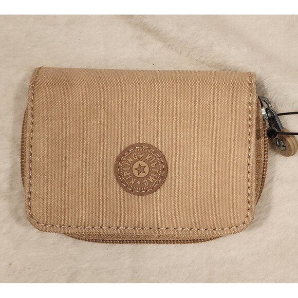 Kipling Nylon Wallet Tops Style Compact Organizer Clay Sand Small 3x4 Inch - Picture 1 of 7